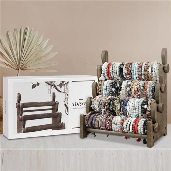 Wooden Bracelet Holder, Bangle Watch Necklace Display Storage Jewelry Holder - Picture 6 of 7